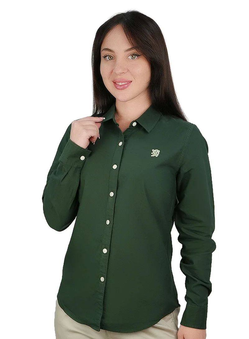 جيوردانو Women’s Slim Fit Cotton Oxford Shirt | Acute Collar with Embroidery